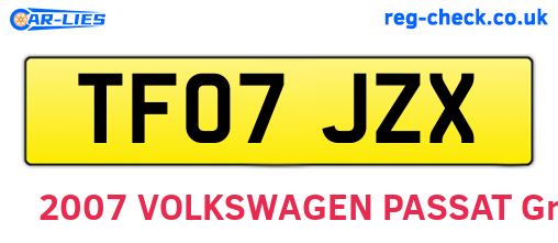 TF07JZX are the vehicle registration plates.