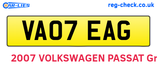 VA07EAG are the vehicle registration plates.