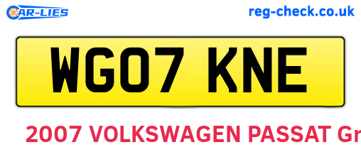 WG07KNE are the vehicle registration plates.