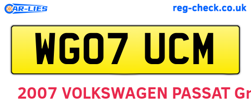 WG07UCM are the vehicle registration plates.