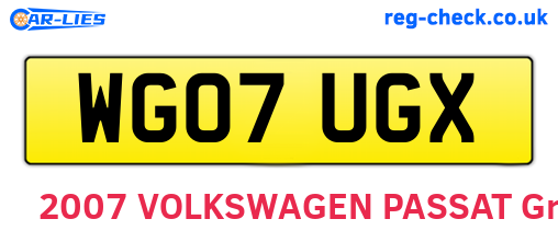 WG07UGX are the vehicle registration plates.