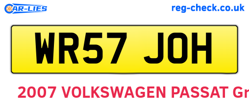 WR57JOH are the vehicle registration plates.