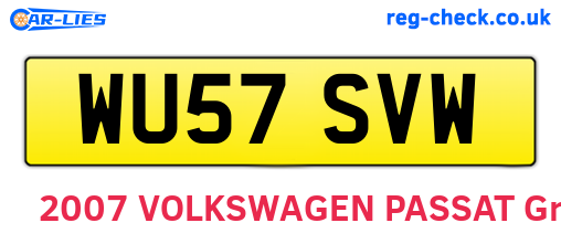 WU57SVW are the vehicle registration plates.