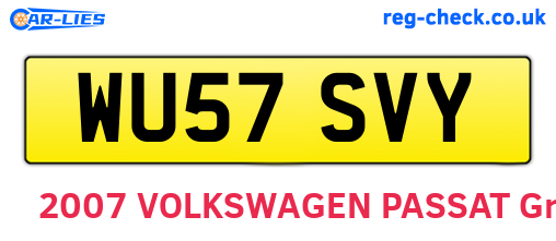 WU57SVY are the vehicle registration plates.