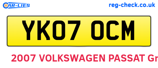 YK07OCM are the vehicle registration plates.