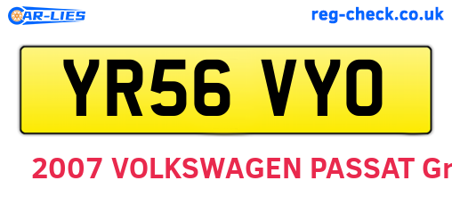 YR56VYO are the vehicle registration plates.