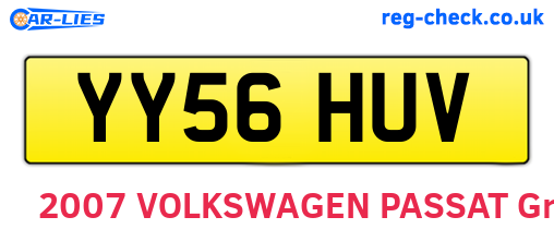YY56HUV are the vehicle registration plates.