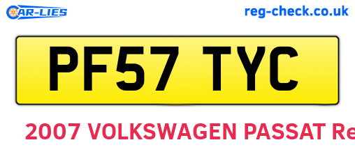PF57TYC are the vehicle registration plates.