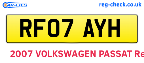 RF07AYH are the vehicle registration plates.