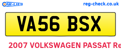 VA56BSX are the vehicle registration plates.
