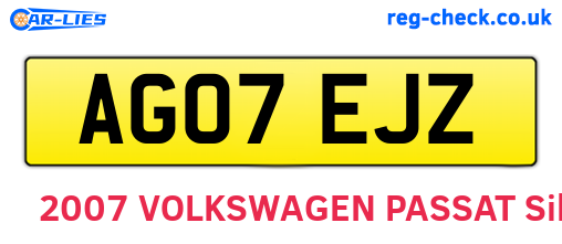 AG07EJZ are the vehicle registration plates.