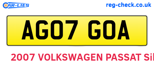 AG07GOA are the vehicle registration plates.