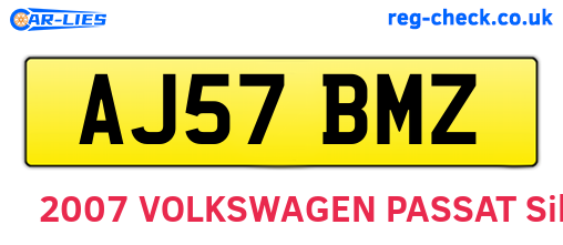 AJ57BMZ are the vehicle registration plates.