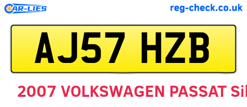 AJ57HZB are the vehicle registration plates.