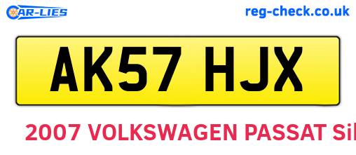 AK57HJX are the vehicle registration plates.