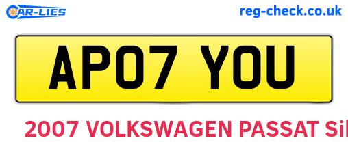 AP07YOU are the vehicle registration plates.