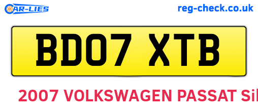 BD07XTB are the vehicle registration plates.