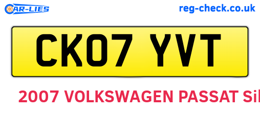 CK07YVT are the vehicle registration plates.