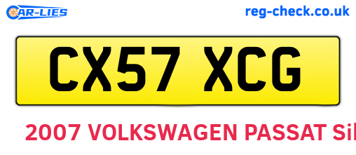 CX57XCG are the vehicle registration plates.