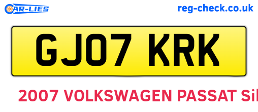 GJ07KRK are the vehicle registration plates.