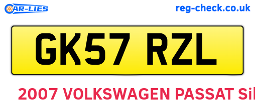 GK57RZL are the vehicle registration plates.