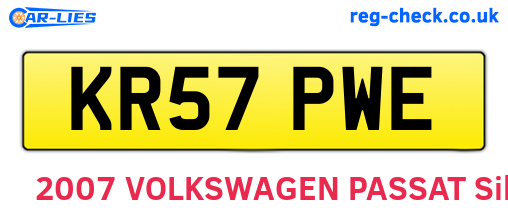 KR57PWE are the vehicle registration plates.