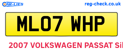 ML07WHP are the vehicle registration plates.