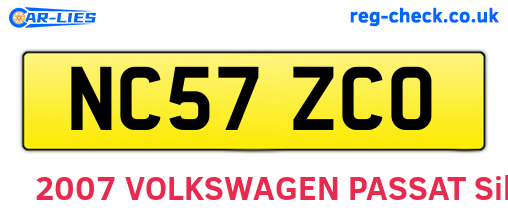 NC57ZCO are the vehicle registration plates.