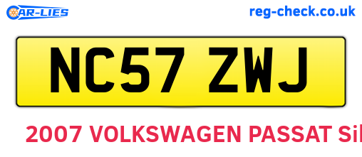 NC57ZWJ are the vehicle registration plates.