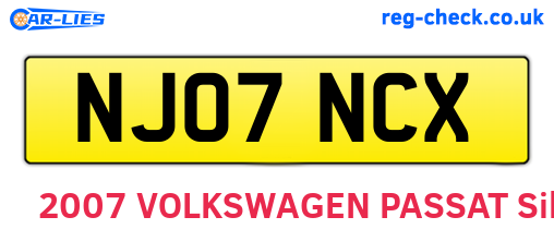 NJ07NCX are the vehicle registration plates.