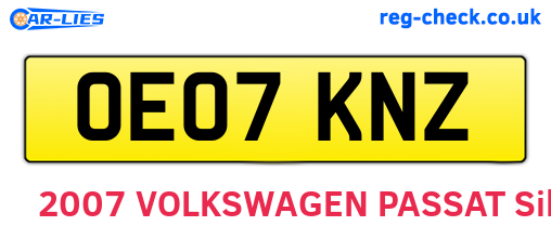 OE07KNZ are the vehicle registration plates.
