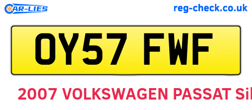 OY57FWF are the vehicle registration plates.