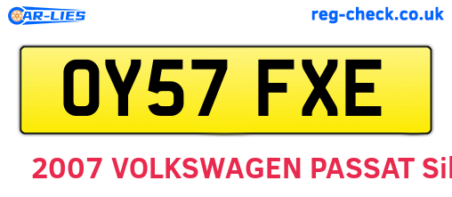 OY57FXE are the vehicle registration plates.