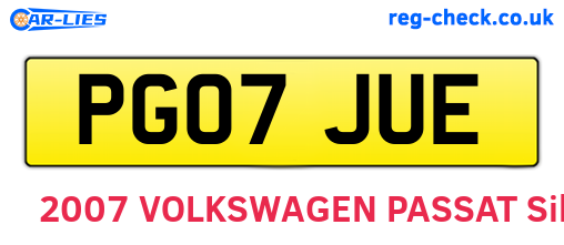 PG07JUE are the vehicle registration plates.