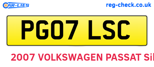 PG07LSC are the vehicle registration plates.
