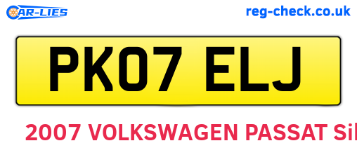 PK07ELJ are the vehicle registration plates.