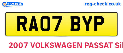 RA07BYP are the vehicle registration plates.