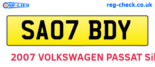 SA07BDY are the vehicle registration plates.