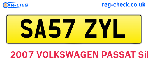 SA57ZYL are the vehicle registration plates.