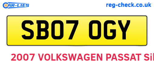 SB07OGY are the vehicle registration plates.