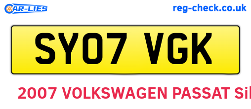 SY07VGK are the vehicle registration plates.