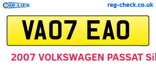 VA07EAO are the vehicle registration plates.