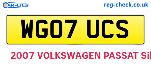 WG07UCS are the vehicle registration plates.