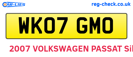 WK07GMO are the vehicle registration plates.