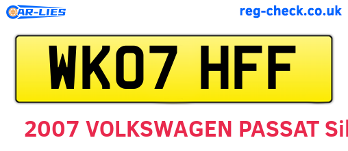 WK07HFF are the vehicle registration plates.