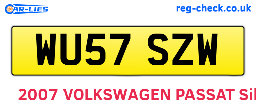 WU57SZW are the vehicle registration plates.