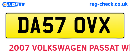 DA57OVX are the vehicle registration plates.