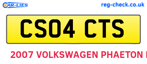 CS04CTS are the vehicle registration plates.