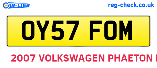 OY57FOM are the vehicle registration plates.