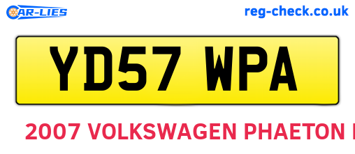 YD57WPA are the vehicle registration plates.